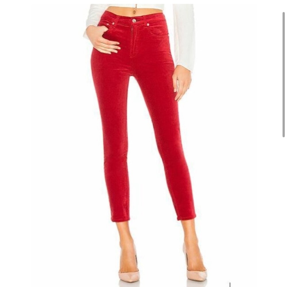 RAG & BONE RED VELVET SKINNY ANKLE JEANS, 25